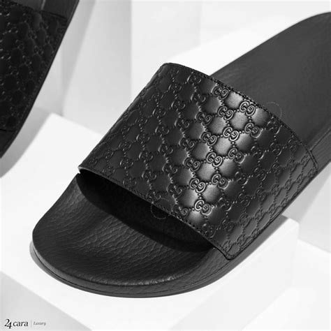 gucci black leather slide|gucci slides clearance.